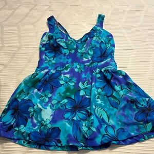 Floral Blue and Green one piece swimsuit